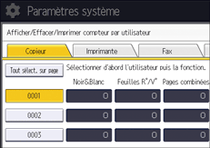 Illustration de l'écran du panneau de commande