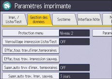 Illustration de l'écran du panneau de commande