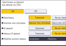 Illustration de l'écran du panneau de commande