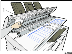 Illustration de l&apos;intérieur du capot du scanner avec légende numérotée