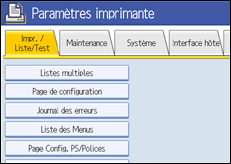 Illustration de l&apos;écran du panneau de commande