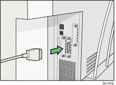 Illustration of connecting the IEEE 1284 interface cable